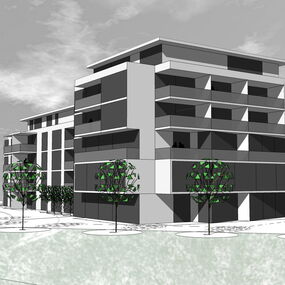 Wohnhaus Buerogebaeude mit Tiefgarage Singen