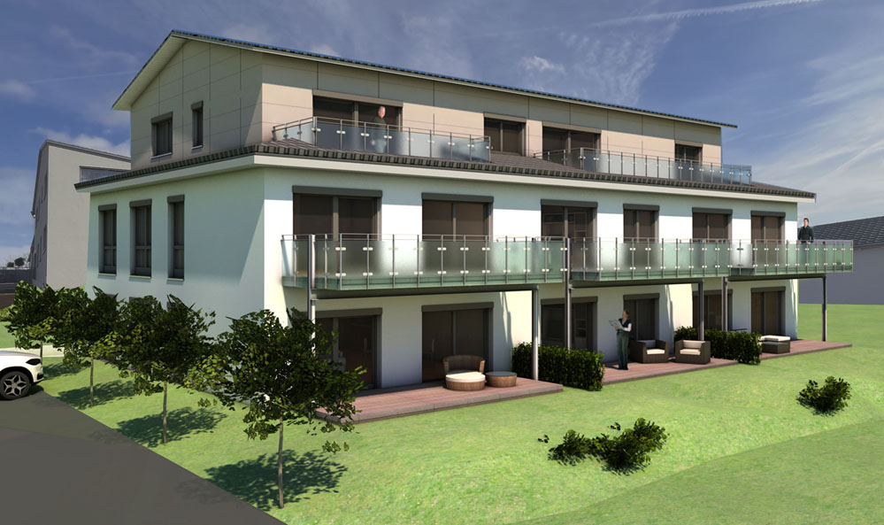 Neubau Wohnhaus Holzbau Tiefgarage Orsingen Nenzingen Wohngebäude Mehrfamilienhaus Holzbau Orsingen Nenzingen Landkreis Konstanz Architekt Höner
